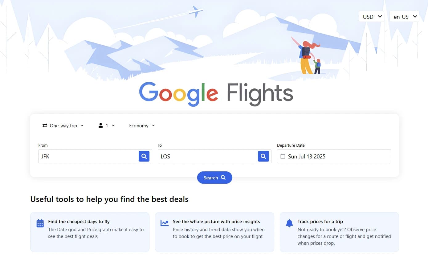 Screenshot of Flights - React Version of Google Flights