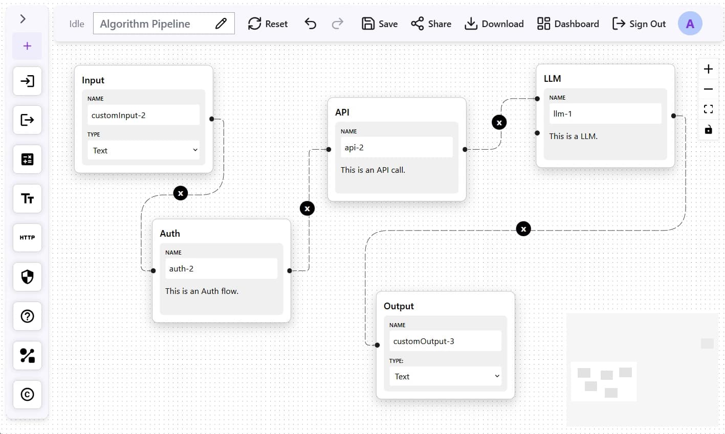 Screenshot of FlowX – Drag & Drop Pipeline Builder