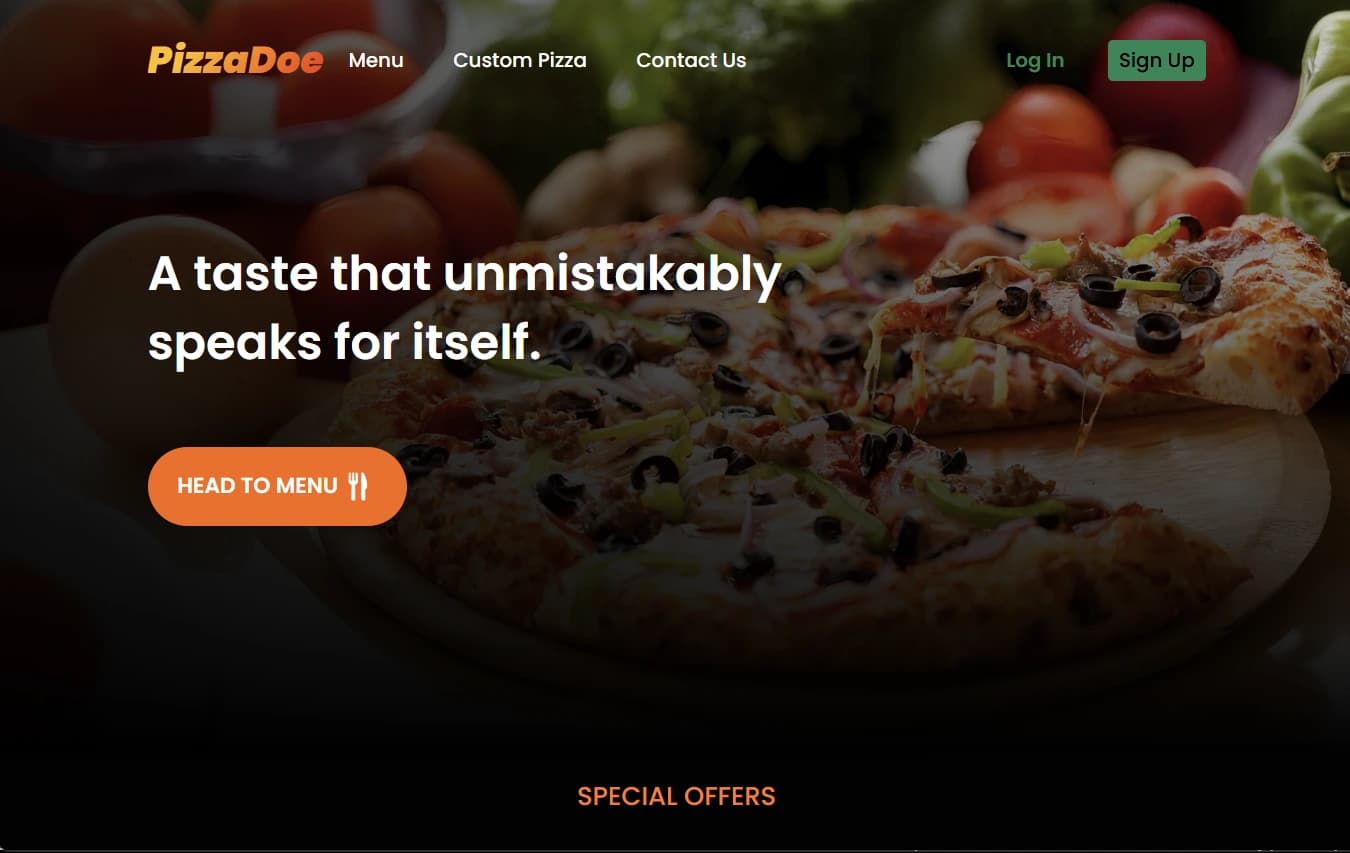 Screenshot of PizzaDoe – Online Pizza store